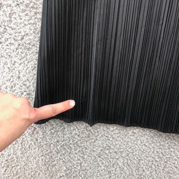 Pleats Please Wide Leg Cropped Pants Womens 4 Black High Rise Elastic Waist Boho - Picture 7 of 10